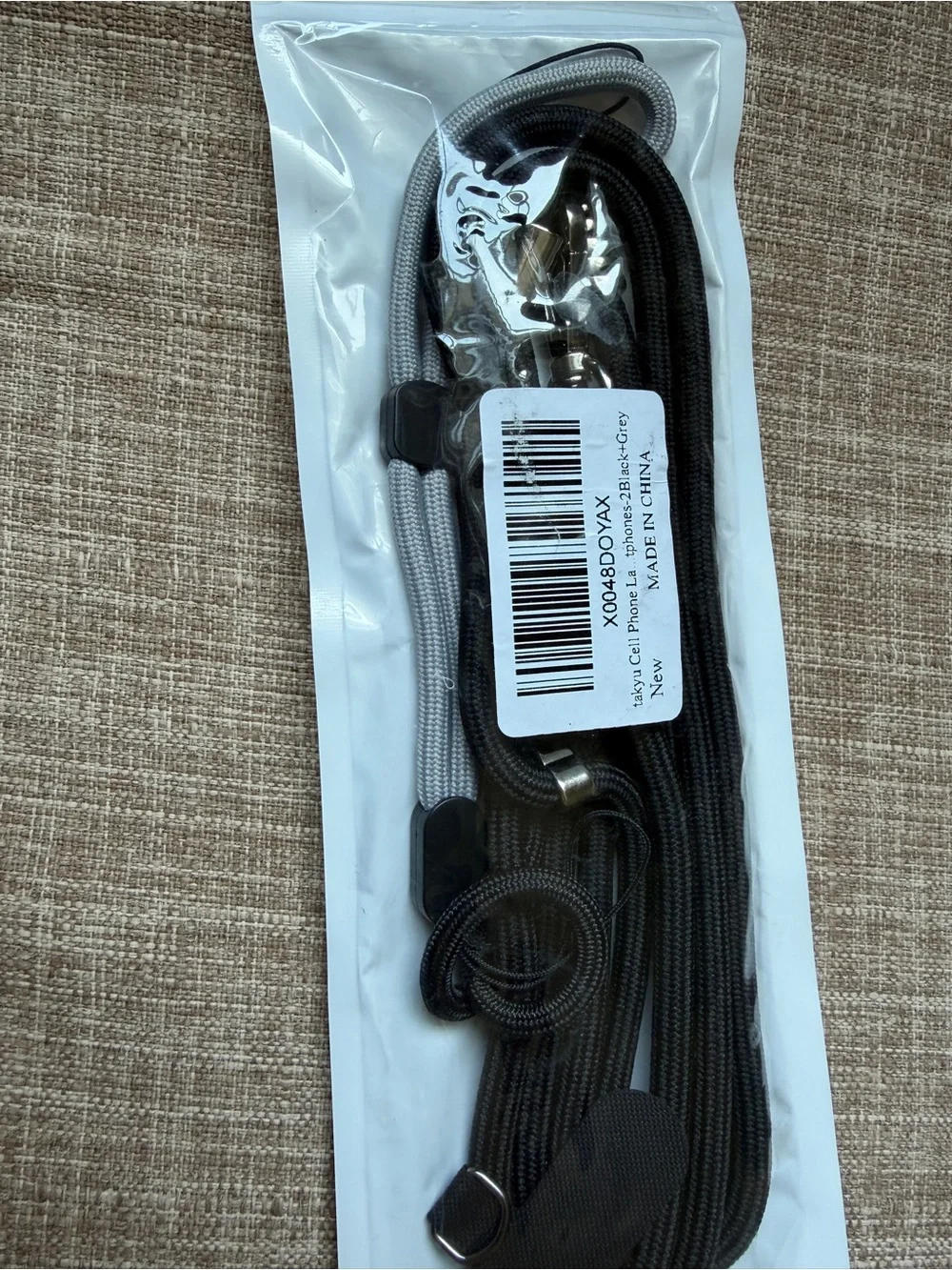 New Adjustable 2 Black and Gray Neck Strap Lanyard